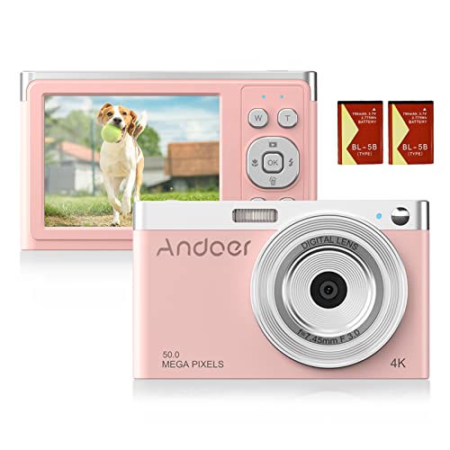 Andoer Digitalkamera, Fotokamera Autofokus 16× Digitalzoom IPS-Bildschirm Kompaktkamera Fotoapparat integrierter Blitz mit 2 Batterien für Kinder Jugendliche Anfänger Studenten Alten Mensch von Andoer