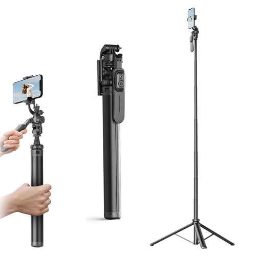 Andoer Selfie Stick Stativ, 91,7" Ausziehbares Handy Stativ, Handy Selfie-Stange mit 360° drehbarer Kugelkopf, Telefonclip, Stativbasis und Fernbedienung, kompatibel mit Android 4.4/iOS 5.1-System von Andoer