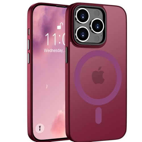 Andwing Magnetisch für iPhone 11 Pro Max Hülle für Mag Safe, Durchscheinende Matte Handyhülle für iPhone 11 Pro Max, Kratzfest Mattierte Schutzhülle, Case für iPhone 11 Pro Max 6,5" Lilarot von Andwing