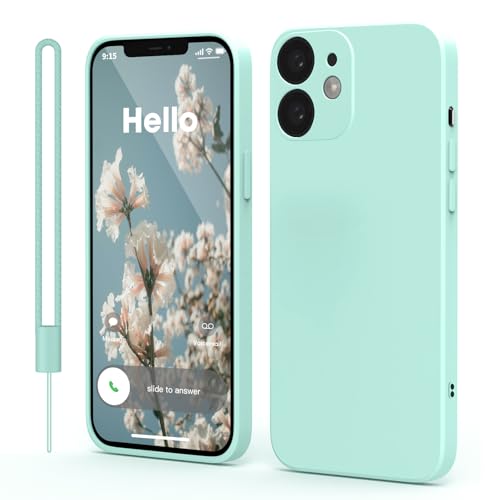 Andwing für iPhone 12 Mini Hülle,Silicone Handyhülle für iPhone 12 Mini mit Weichem Kratzfestem Mikrofaserfutter und Kameraschutz, Rundumschutz Schutzhülle Hülle für iPhone 12 Mini Mint Grün von Andwing