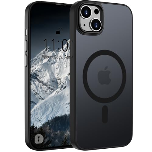 Andwing für iPhone 14 Plus Hülle für Mag Safe Magnetische Handyhülle für iPhone 14 Plus, Stoßfester Schutz,Transluzente Matt Outdoor Rundum Schutzhülle Case für iPhone 14 Plus Hülle-Schwarz von Andwing