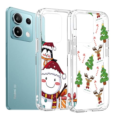 2 Stück Handyhülle kompatibel mit Xiaomi Redmi Note 13 Pro 5G/Poco X6 5G Hülle Silikon für Weihnachten, MoEvn Weiche Transparent Stoßfeste Christmas Case Kratzfeste Schutzhülle, Elch + Schneemann von Anfire