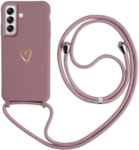 Handykette für Samsung Galaxy A25 5G Hülle mit Band, MoEvn Herz Love Design Silikon Necklace Handyhülle mit Verstellbar Abnehmbar Kordel zum Umhängen Stossfest Schutzhülle für Galaxy A25 5G, Pink von Anfire