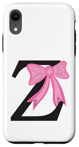 Buchstabe Z Monogramm Initiale mit rosa Schleife für Frauen und Mädchen Hülle für iPhone XR von Angela Dow Designs