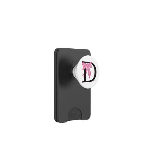 Monogramm Buchstabe D Initiale mit rosa Schleife, süßes Mädchen-Design PopSockets PopWallet für MagSafe von Angela Dow Designs