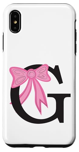 Monogramm-Initialbuchstabe G mit rosa Schleife, niedliches Design für Mädchen Hülle für iPhone XS Max von Angela Dow Designs