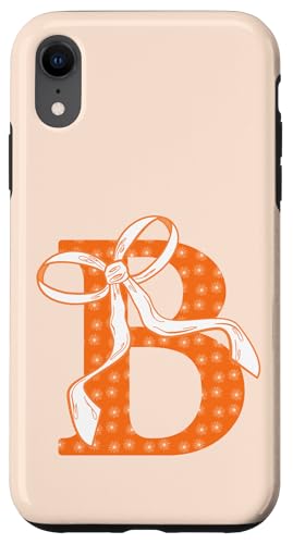 Niedlicher Buchstabe B Monogramm Initiale mit Schleife für Mädchen Hülle für iPhone XR von Angela Dow Designs