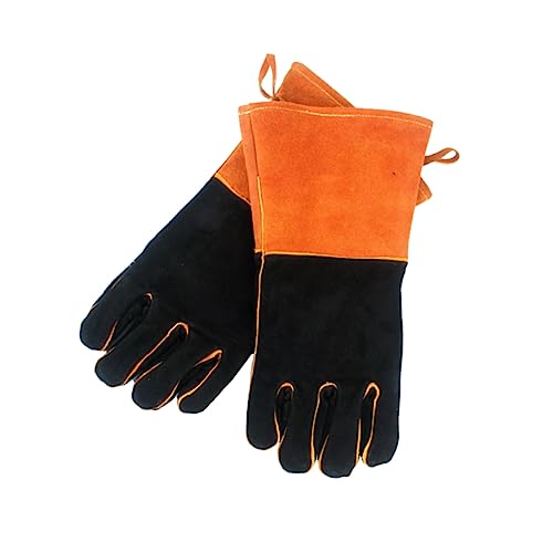 Angoily Hitzebeständige BBQ Handschuhe Aus Lange Dicke Und Isolierte Schutzhandschuhe Für Grill Camping Und Schweißen Orange von Angoily