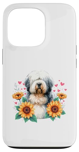 Hülle für iPhone 13 Pro Sunflowers Old English Sheepdog von Animal Dog Lover Gifts