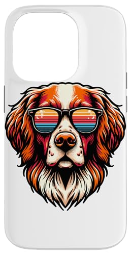 Hülle für iPhone 14 Pro Retro Sonnenbrille Brittany Dog Brittany Spaniel von Animal Dog Lover Gifts