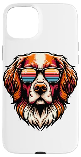 Hülle für iPhone 15 Plus Retro Sonnenbrille Brittany Dog Brittany Spaniel von Animal Dog Lover Gifts