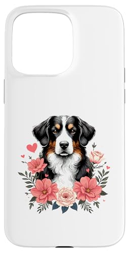 Hülle für iPhone 15 Pro Max Roses Flowers Entlebucher Mountain Dog von Animal Dog Lover Gifts