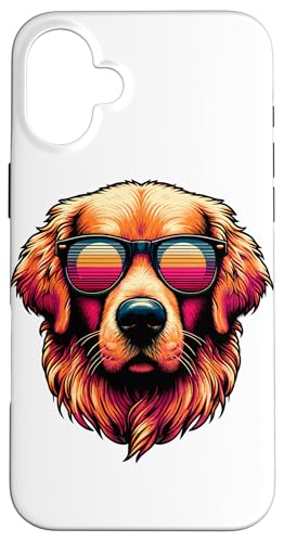 Hülle für iPhone 16 Plus Retro Sonnenbrille Golden Retriever GR Dog Goldie von Animal Dog Lover Gifts