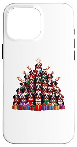 Hülle für iPhone 16 Pro Max Christmas Tree Bernese Mountain Dog Berner von Animal Dog Lover Gifts