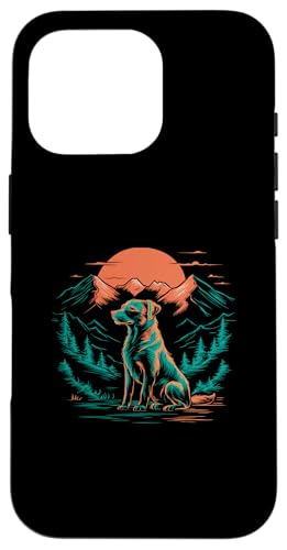 Hülle für iPhone 16 Pro Retro-Berg Sonnenuntergang Hund Hunde Welpe von Animal Dog Lover Gifts