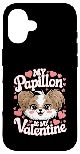 Hülle für iPhone 16 Valentine's Day Papillon Dog Continental Toy Spaniel von Animal Dog Lover Gifts