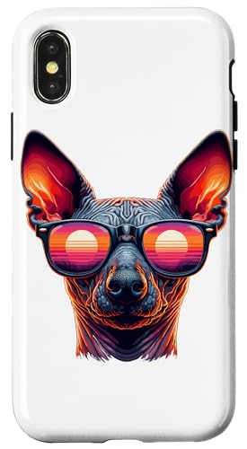 Hülle für iPhone X/XS Retro Sonnenbrille Peruvian Hairless Dog von Animal Dog Lover Gifts