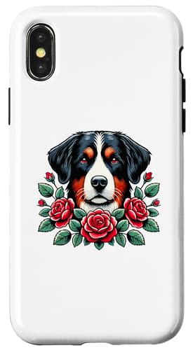 Hülle für iPhone X/XS Roses Flowers Entlebucher Mountain Dog von Animal Dog Lover Gifts