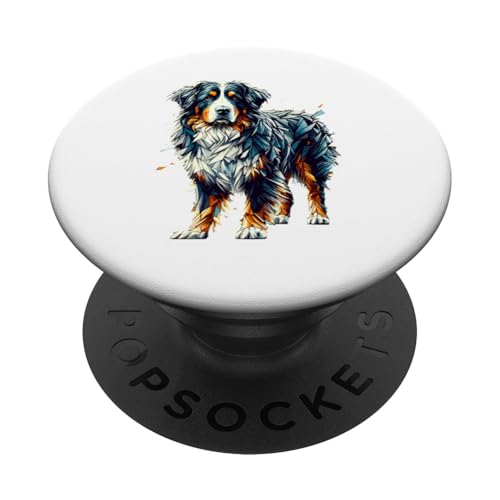 Polygon Art Bernese Mountain Dog Berner PopSockets Klebender PopGrip von Animal Dog Lover Gifts