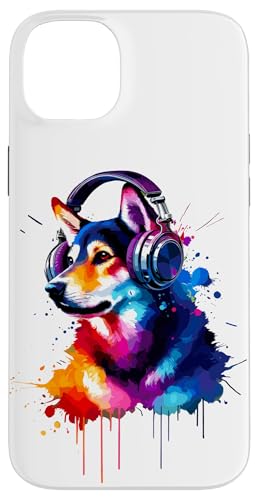 Splash Art Headphones Canaan Dog Hülle für iPhone 14 Plus von Animal Dog Lover Gifts