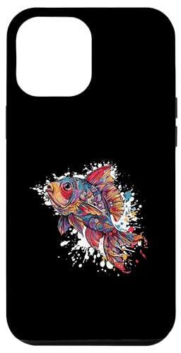 Hülle für iPhone 15 Pro Max Japanischer Goldfisch, buntes Kunstwerk-Porträt | Fisch von Animal Illustration Mood Artwork