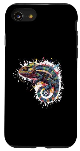 Hülle für iPhone SE (2020) / 7 / 8 Chamäleon buntes Kunstwerk Portrait | Tier von Animal Illustration Mood Artwork