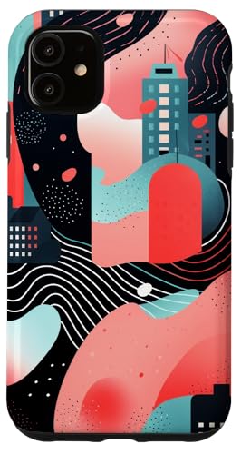 Hülle für iPhone 11 City abstrakte Grafik Malerei Muster von Animal Lover Animal Pattern