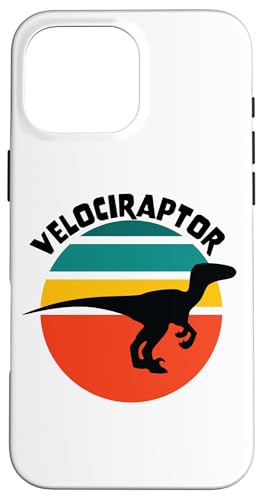 Hülle für iPhone 16 Pro Max Retro Dinosaurier Velociraptor Dino Silhouette Vintage Sonnenuntergang von Animal Lovers Gifts by LEA