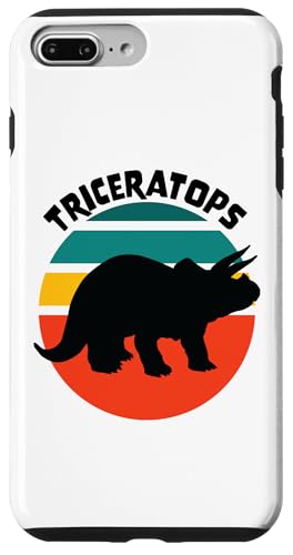 Hülle für iPhone 7 Plus/8 Plus Retro Dinosaurier Triceratops Dino Silhouette Vintage Sonnenuntergang von Animal Lovers Gifts by LEA