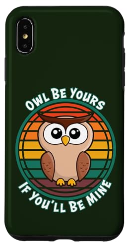 Hülle für iPhone XS Max Cartoon-Eule mit großen Augen Regenbogen Retro Sonnenuntergang I'll Be Yours von Animal Lovers Gifts by LEA