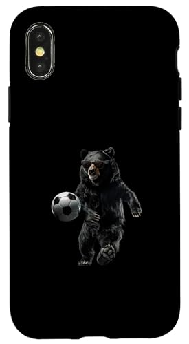 Hülle für iPhone X/XS Black Bear Fußball von Animal Soccer Design