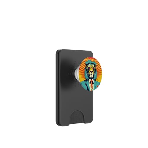 Löwe mit Sonnenbrille PopSockets PopWallet für MagSafe von Animal Weirdcore Pop-Art Geschenk Accessoires