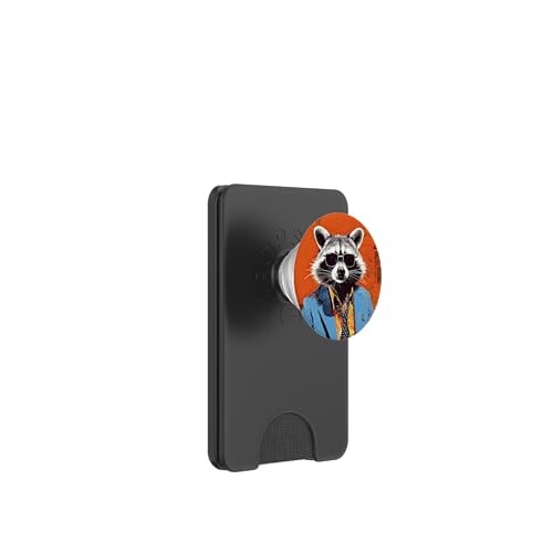 Waschbär in blauer Jacke PopSockets PopWallet für MagSafe von Animal Weirdcore Pop-Art Geschenk Accessoires