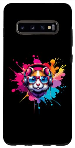 Hülle für Galaxy S10+ Coole und lustige DJ-Hamster-Sonnenbrille und bunte Spritzer von Animals And Songs Lover Present Idea