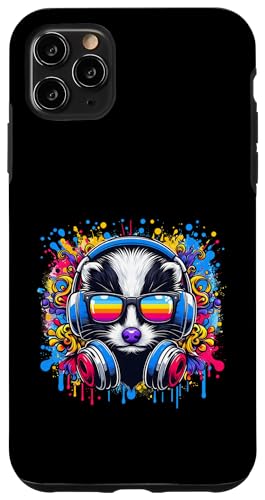 Hülle für iPhone 11 Pro Max Cooles und lustiges Stinktier mit Sonnenbrille und buntem Spritzer von Animals And Songs Lover Present Idea