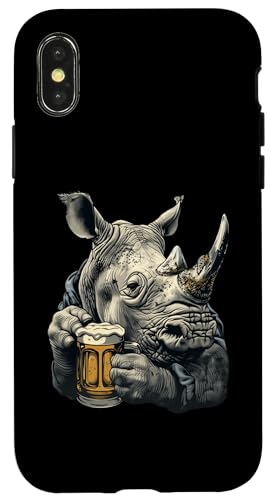 Hülle für iPhone X/XS Nashorn-Bier von Animals Beer Design