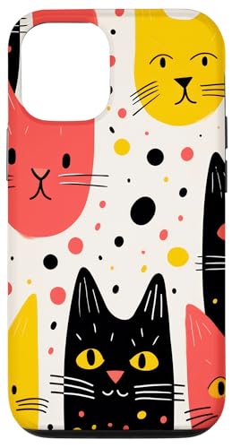 Hülle für iPhone 15 Niedliche Katzen abstrakte Grafiken im Freien Muster von Animals Cartoon Pattern Lovers