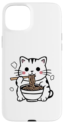 Hülle für iPhone 15 Plus Schnurrende Ramen, Katzenschnurrhaare, Pfoten und warme Herzen von Anime Cat T Shirt Gift