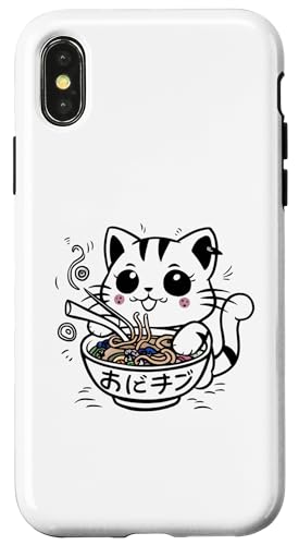 Hülle für iPhone X/XS Happy Kitty Noodles: Sanfte Schnurrhaare und süßer Komfort von Anime Cat T Shirt Gift