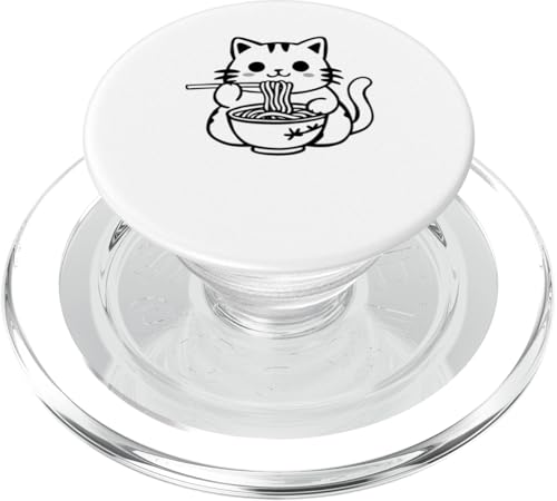 Schnurring Neko Ramen, warme Schalen und flauschige Schnurrhaare PopSockets PopGrip für MagSafe von Anime Cat T Shirt Gift