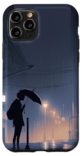 Hülle für iPhone 11 Pro Anime Manga Verlassene urbane Nachtstadt regnet von Anime Manga Style