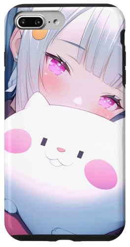 Hülle für iPhone 7 Plus/8 Plus Anime-Manga-Frau kuschelt eine Katze von Anime Manga Style