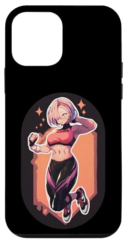 Hülle für iPhone 12 mini Fitness-Mädchen im Anime- und Manga-Stil mit pinkem Haar in gebeugter Pose von Anime and Manga Girl Lifting Design