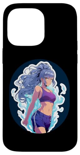 Hülle für iPhone 14 Pro Max Blue Hair Anime und Manga Style Girl In Gym Outfit von Anime and Manga Girl Lifting Design