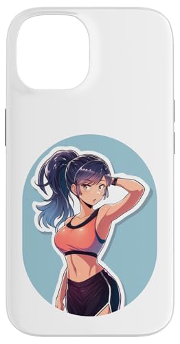 Hülle für iPhone 14 Purple Hair Anime und Manga Style Girl Posing In Gym Outfit von Anime and Manga Girl Lifting Design