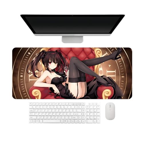 4 mm Verdickung. Anime Date a Live Tokisaki Kurumi Mauspad, Tastaturpad, Schreibtischunterlage, 700 x 300 x 4 mm, wasserdicht, rutschfest, leicht zu waschen von AnimeFans