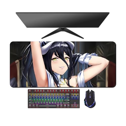 4 mm Verdickung. Anime Overlord Albedo Ainz Ooal Gown Mauspad, Tastaturpad, 700 x 300 x 4 mm, HD-Druck, Naturkautschuk von AnimeFans