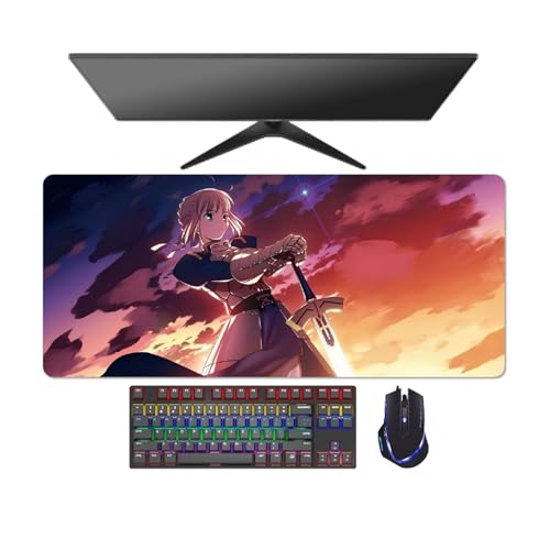 4 mm dick! Anime Fate Stay Night Fate Zero Saber Altria Pendragon Mauspad, Tastaturpad, 700 x 300 x 4 mm, wasserdicht, rutschfest von AnimeFans