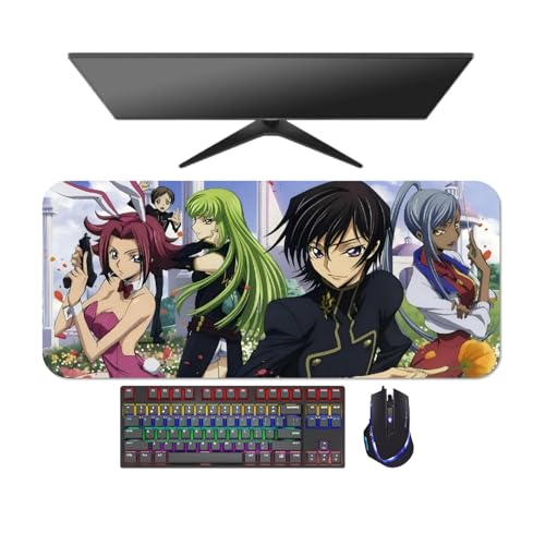 Lelouch Kallen Mauspad, 4 mm, dick, Anime-Code Geass C.C. Lelouch Kallen, Mauspad, Schreibtischunterlage, 700 x 300 x 4 mm, wasserdicht, rutschfest, leicht zu waschen von AnimeFans