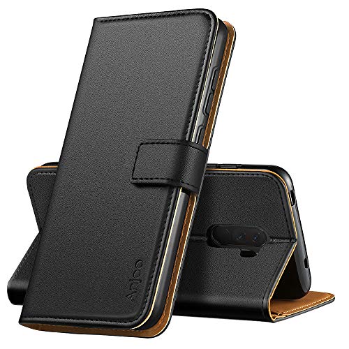 Anjoo Hülle Kompatibel mit Xiaomi Pocophone F1, Handyhülle Tasche Premium Leder Flip Wallet Case Kompatibel mit Xiaomi Pocophone F1 [Standfunktion/Kartenfächern/Magnetic Closure Snap], Schwarz von Hianjoo